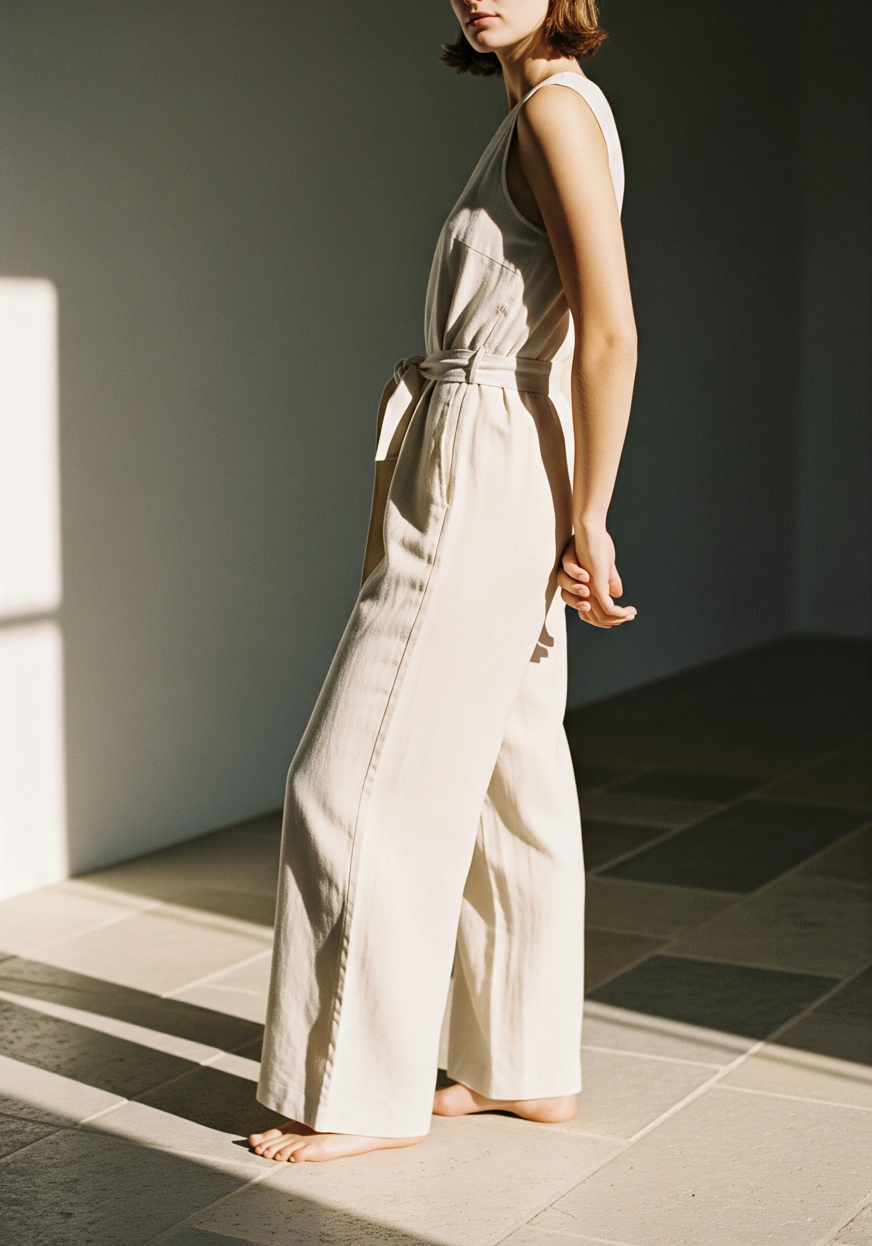 Wide-Leg Linen Jumpsuit view 3