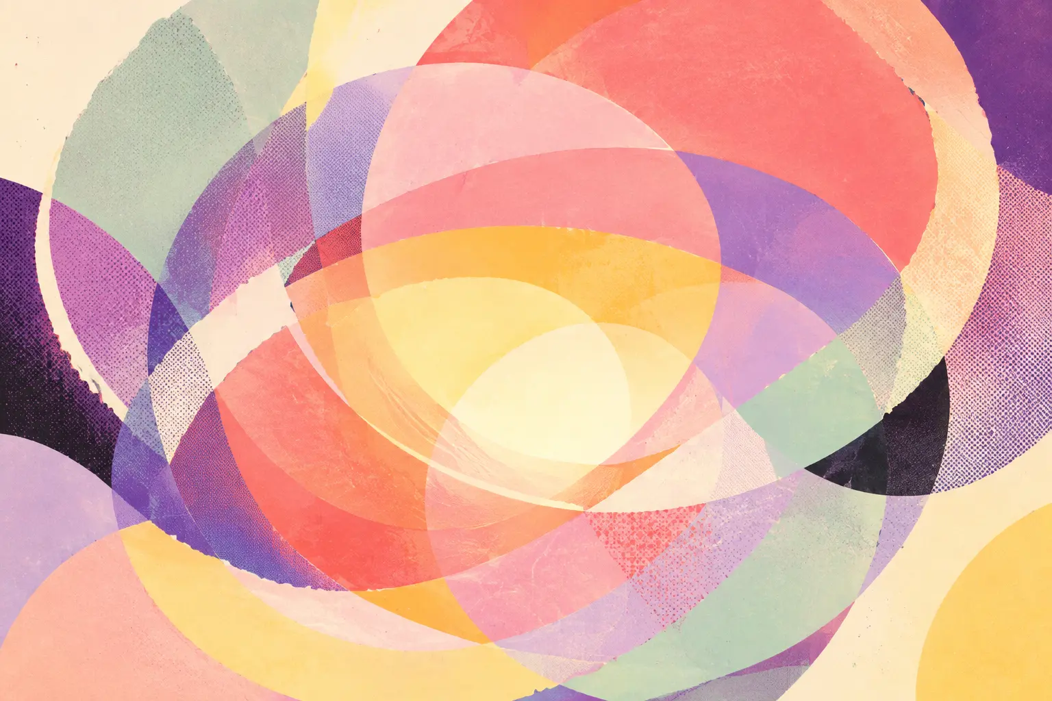 Abstract pop-art composition of overlapping translucent forms