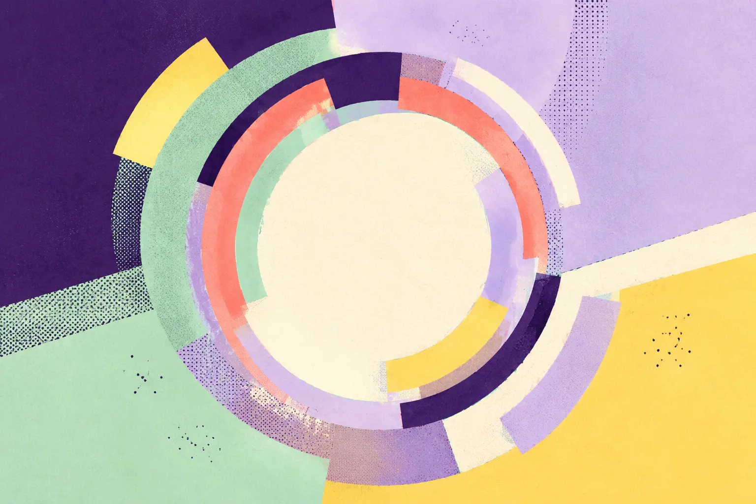 Abstract pop-art composition of nested broken rings